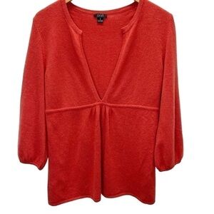 Prive 100% Cashmere Deep V Neck balloon sleeve Sweater Sz S